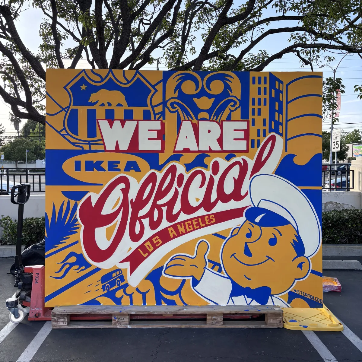 Mural in progress, later stage